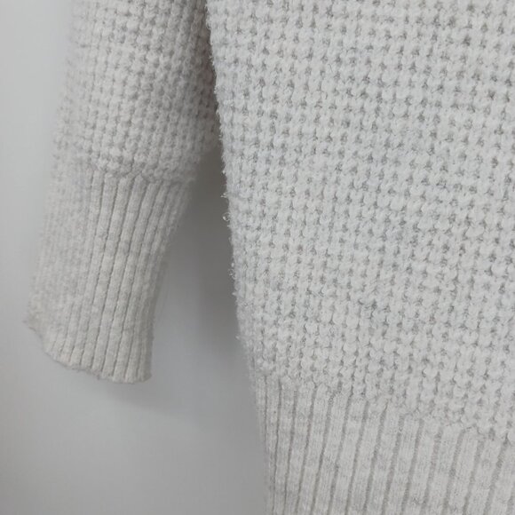 Aerie Waffle Knit Sweater Pullover Large Cotton Cozy Casual Off White Gray - Picture 8 of 9